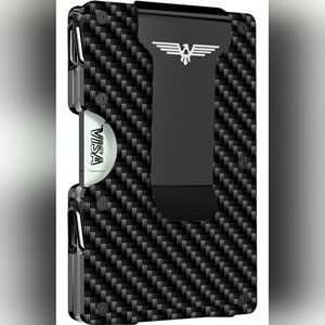 Black Carbon Fiber Look Card Holder with Clip